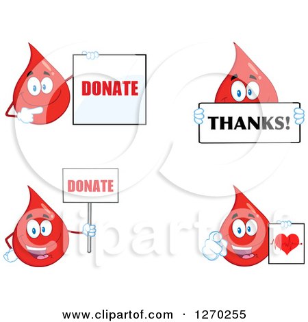 Clipart of Blood or Hot Water Drop Mascots 4 - Royalty Free Vector Illustration by Hit Toon