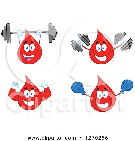 Clipart of Blood or Hot Water Drop Mascots 5 - Royalty Free Vector Illustration by Hit Toon