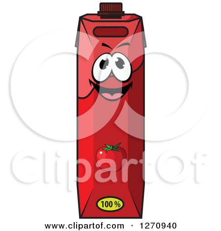 Clipart of a Happy Tomato Juice Carton Characters - Royalty Free Vector Illustration by Vector Tradition SM