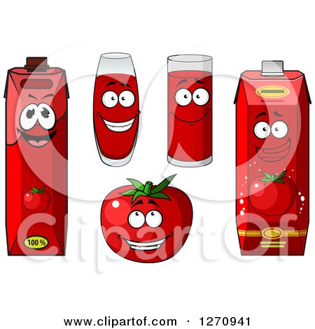 Clipart of a Happy Tomato and Juice Characters - Royalty Free Vector Illustration by Vector Tradition SM