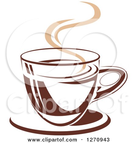Clipart of a Two Toned Tan and Brown Steamy Coffee Cup 17 - Royalty Free Vector Illustration by Vector Tradition SM