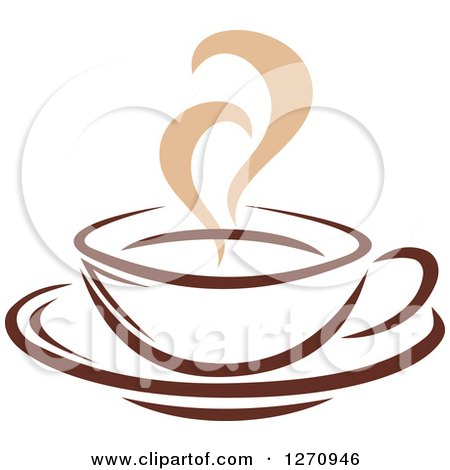 Clipart of a Two Toned Tan and Brown Steamy Coffee Cup 18 - Royalty Free Vector Illustration by Vector Tradition SM