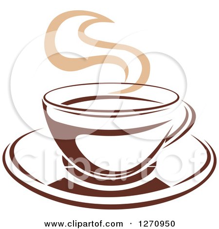 Clipart of a Two Toned Tan and Brown Steamy Coffee Cup 15 - Royalty Free Vector Illustration by Vector Tradition SM