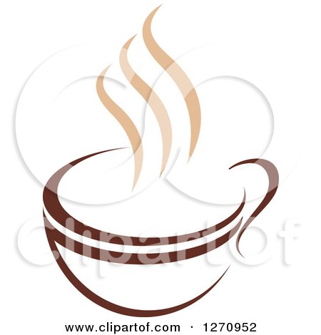 Clipart of a Two Toned Tan and Brown Steamy Coffee Cup 22 - Royalty Free Vector Illustration by Vector Tradition SM