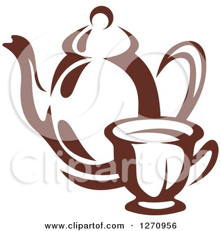 Clipart of a Brown Coffee Cup and Pot - Royalty Free Vector Illustration by Vector Tradition SM