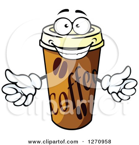 Clipart of a Happy Take out Coffee Cup Character - Royalty Free Vector Illustration by Vector Tradition SM