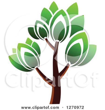 Clipart of a Green and Brown Tree - Royalty Free Vector Illustration by Vector Tradition SM