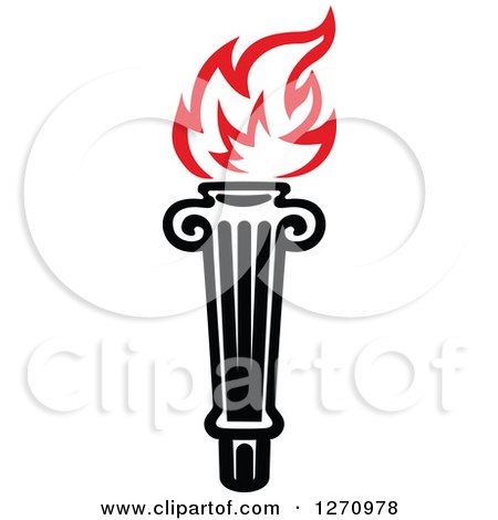 Clipart of a Black Torch with Red Flames 8 - Royalty Free Vector Illustration by Vector Tradition SM