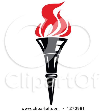 Clipart of a Black Torch with Red Flames 5 - Royalty Free Vector Illustration by Vector Tradition SM