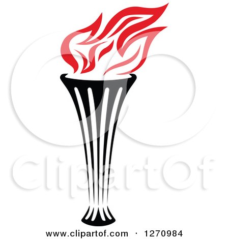 Clipart of a Black Torch with Red Flames 3 - Royalty Free Vector Illustration by Vector Tradition SM