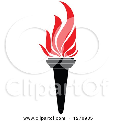 Clipart of a Black Torch with Red Flames 2 - Royalty Free Vector Illustration by Vector Tradition SM