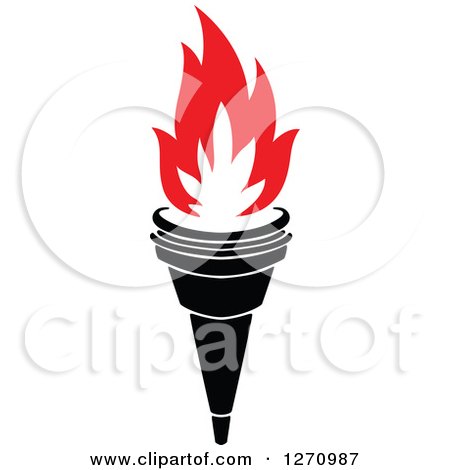 Clipart of a Black Torch with Red Flames - Royalty Free Vector Illustration by Vector Tradition SM