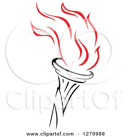 Clipart of a Black Torch with Red Flames 10 - Royalty Free Vector Illustration by Vector Tradition SM