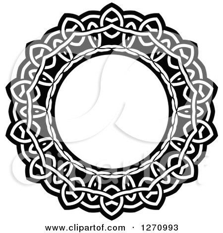 Clipart of a Black and White Round Lace Frame Design 4 - Royalty Free Vector Illustration by Vector Tradition SM