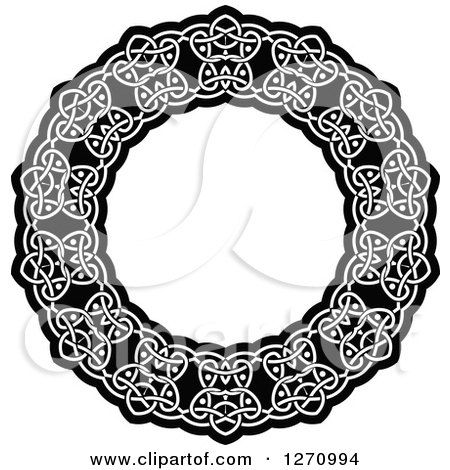 Clipart of a Black and White Round Lace Frame Design 5 - Royalty Free Vector Illustration by Vector Tradition SM