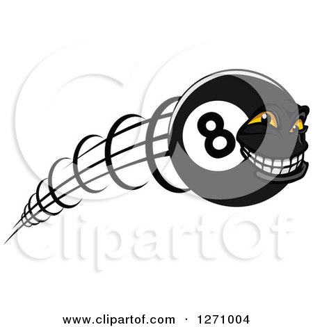 Clipart of a Grinning Flying Eightball Character - Royalty Free Vector Illustration by Vector Tradition SM