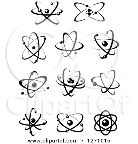 Clipart of Black and White Atoms 4 - Royalty Free Vector Illustration by Vector Tradition SM