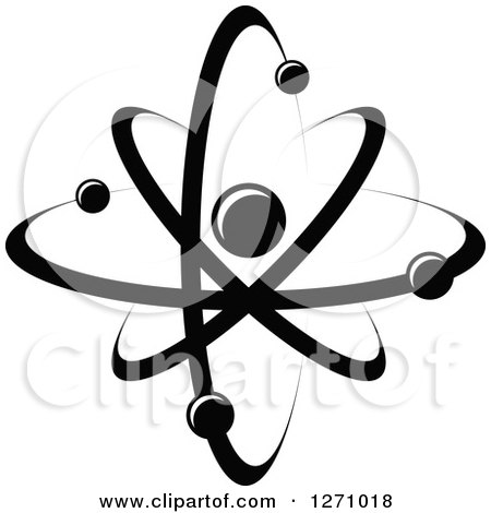 Clipart of a Black and White Atom 28 - Royalty Free Vector Illustration by Vector Tradition SM