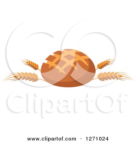 Clipart of a Round Bread Loaf on Wheat Stalks - Royalty Free Vector Illustration by Vector Tradition SM