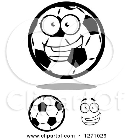 Clipart of Soccer Balls and a Face - Royalty Free Vector Illustration by Vector Tradition SM
