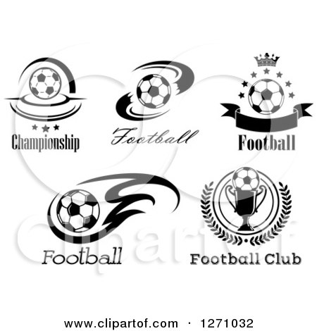 Clipart of Black and White Soccer Ball Designs with Text - Royalty Free Vector Illustration by Vector Tradition SM