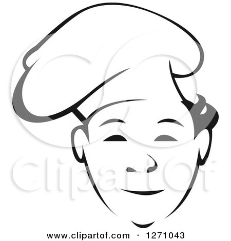 Clipart of a Happy Black and White Male Chef Wearing a Toque Hat 26 - Royalty Free Vector Illustration by Vector Tradition SM