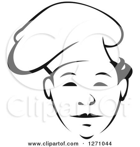 Clipart of a Happy Black and White Male Chef Wearing a Toque Hat 27 - Royalty Free Vector Illustration by Vector Tradition SM
