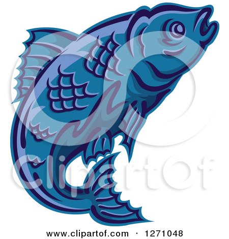 Clipart of a Swimming Blue Fish - Royalty Free Vector Illustration by Vector Tradition SM