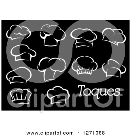 Clipart of White Chef Toque Hats and Text on Black - Royalty Free Vector Illustration by Vector Tradition SM