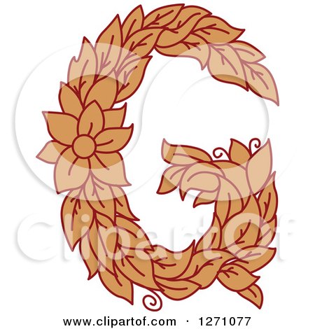 Clipart of a Floral Capital Letter G with a Flower - Royalty Free Vector Illustration by Vector Tradition SM