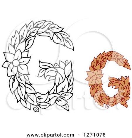 Clipart of Floral Capital Letter G Designs with a Flowers - Royalty Free Vector Illustration by Vector Tradition SM