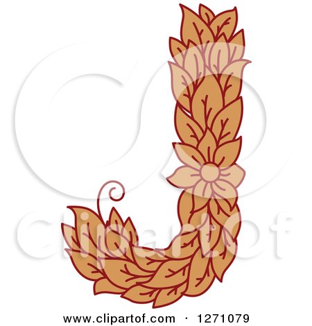 Clipart of a Floral Capital Letter J with a Flower - Royalty Free Vector Illustration by Vector Tradition SM