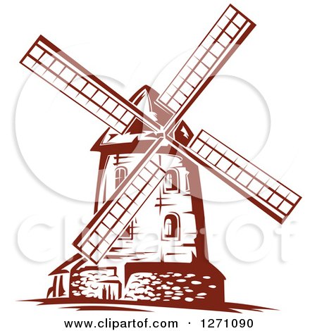 Clipart of a Brown Vintage Windmill 3 - Royalty Free Vector Illustration by Vector Tradition SM