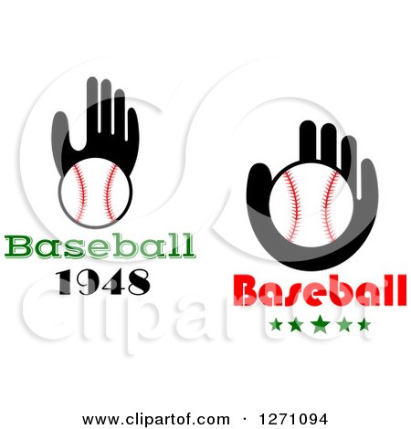 Clipart of Black Hands with Baseballs and Text - Royalty Free Vector Illustration by Vector Tradition SM