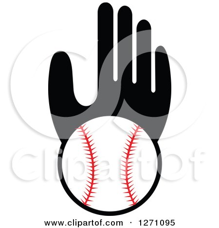 Clipart of a Baseball over a Black Hand - Royalty Free Vector Illustration by Vector Tradition SM