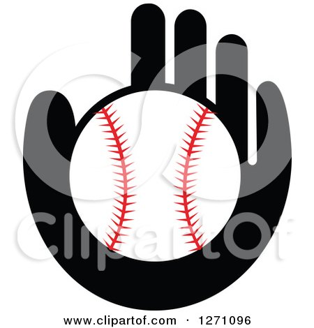 Clipart of a Black Hand Holding a Baseball - Royalty Free Vector Illustration by Vector Tradition SM