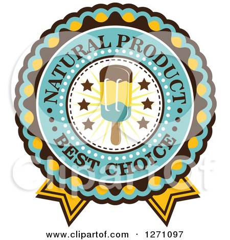 Clipart of a Yellow, Turquoise and Brown Rosette Popsicle Design with Text - Royalty Free Vector Illustration by Vector Tradition SM