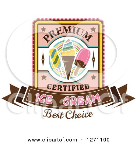 Clipart of a Popsicle and Ice Cream Cone Design with Text - Royalty Free Vector Illustration by Vector Tradition SM