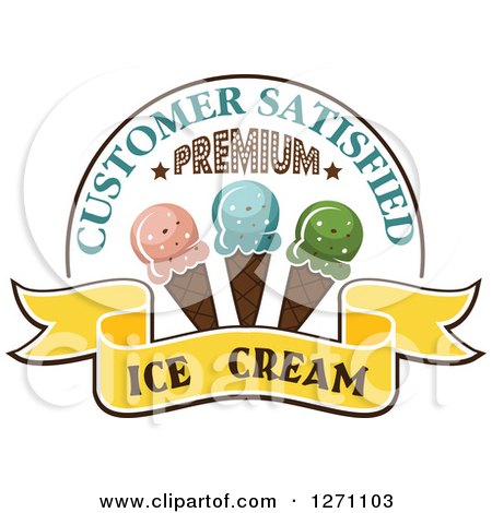 Clipart of a Yellow Ice Cream Banner and Sample Text with Waffle Cones - Royalty Free Vector Illustration by Vector Tradition SM