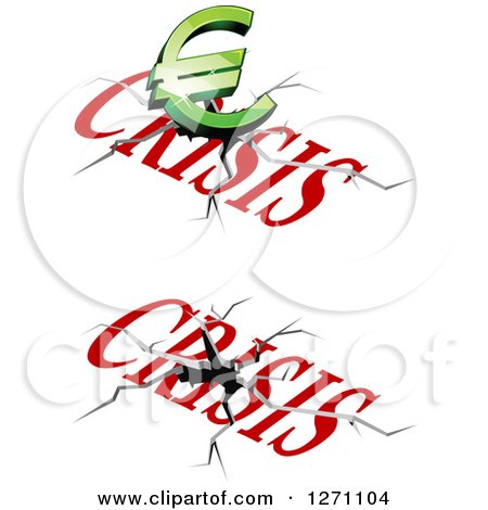 Clipart of 3d Green Euro and Financial Crisis Designs - Royalty Free Vector Illustration by Vector Tradition SM