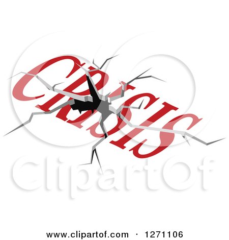 Clipart of a Cracking Word Crisis - Royalty Free Vector Illustration by Vector Tradition SM