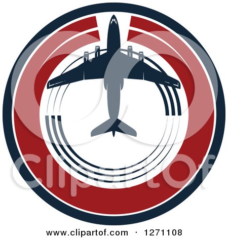 Clipart of a Red White and Blue Commercial Airliner Circle - Royalty Free Vector Illustration by Vector Tradition SM