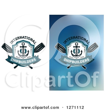 Clipart of Nautical Shields with Anchors over Crossed Oars and Sample Text - Royalty Free Vector Illustration by Vector Tradition SM