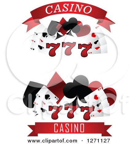 Clipart of Triple Lucky Sevens and Playing Cards and Shapes with Casino Text - Royalty Free Vector Illustration by Vector Tradition SM