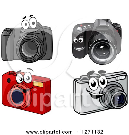 Clipart of Happy Camera Characters - Royalty Free Vector Illustration by Vector Tradition SM