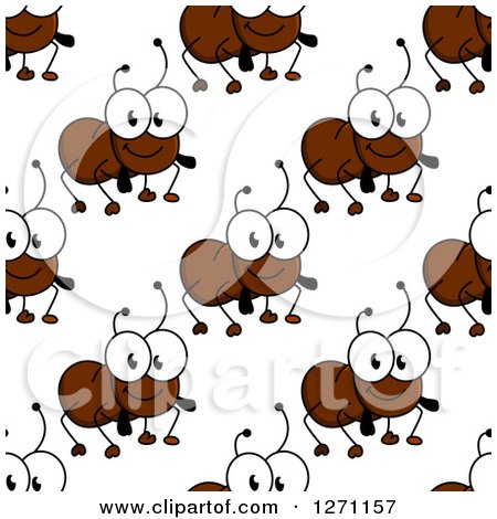 Clipart of a Seamless Background Pattern of Happy Brown Ants - Royalty Free Vector Illustration by Vector Tradition SM