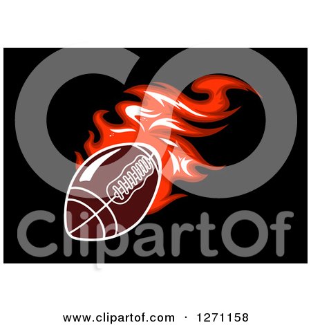 Clipart of a Flying Flaming American Football on Black - Royalty Free Vector Illustration by Vector Tradition SM