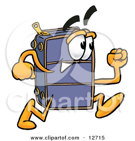 Clipart Picture of a Suitcase Cartoon Character Running by Mascot Junction