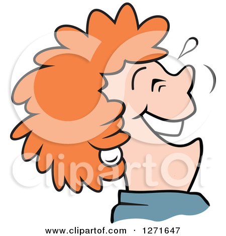 Clipart of a Laughing Red Haired White Business Woman - Royalty Free Vector Illustration by Johnny Sajem