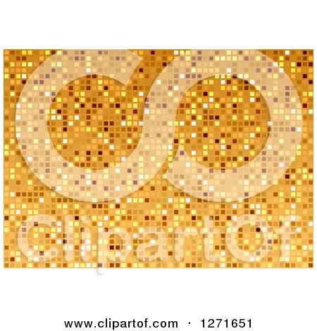Clipart of a Golden Tile or Pixel Background - Royalty Free Vector Illustration by dero